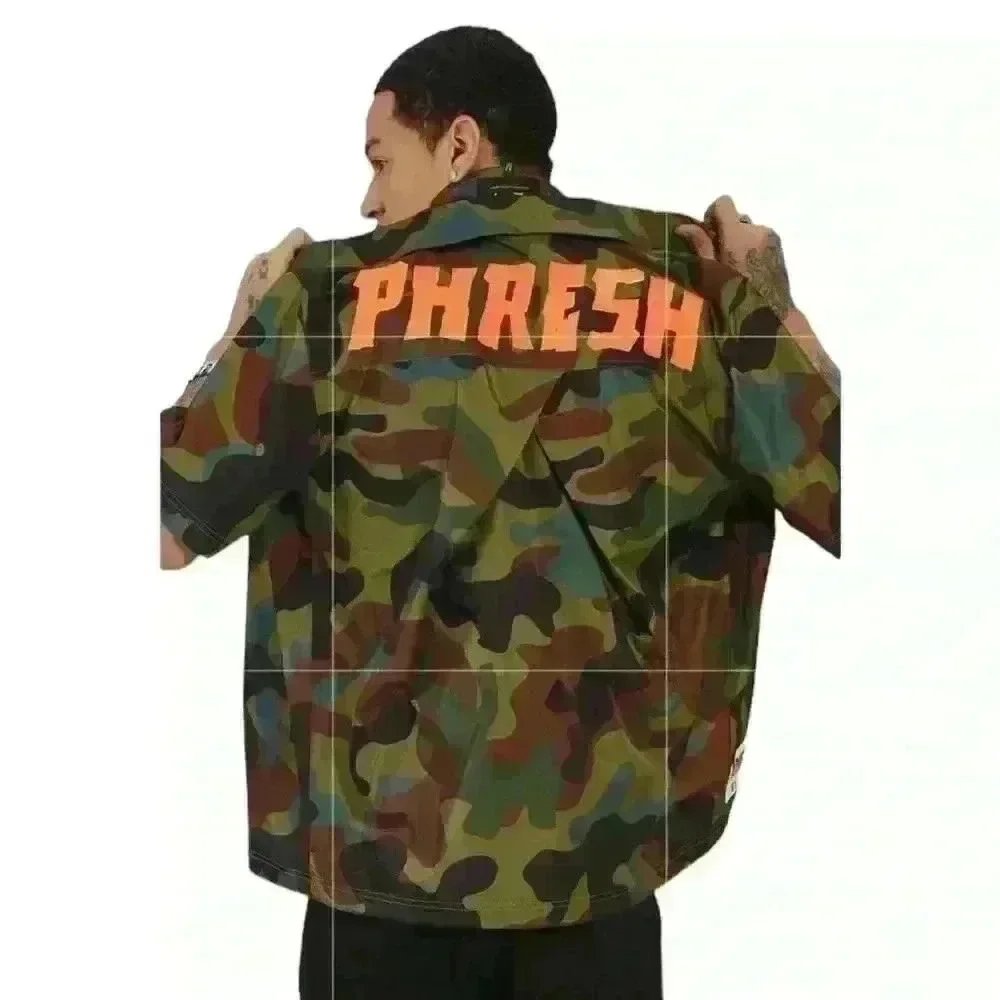 Kleep Camo Coach Jacket M Snap Front Logo Streetwear NWT